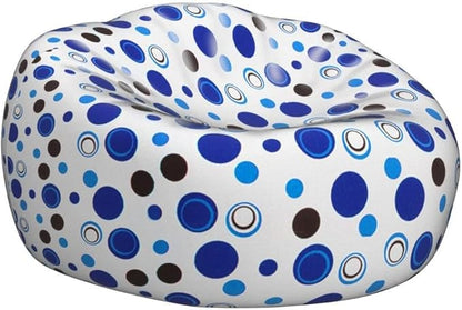 Posh Creations Bean Bag Chair for Kids, Teens, and Adults Includes Removable and Machine Washable Cover, Canvas Bubbles Blue and White, 27in - Medium