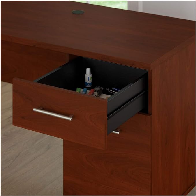 Bush Furniture Somerset 60W L Shaped Desk with Storage in Platinum Gray