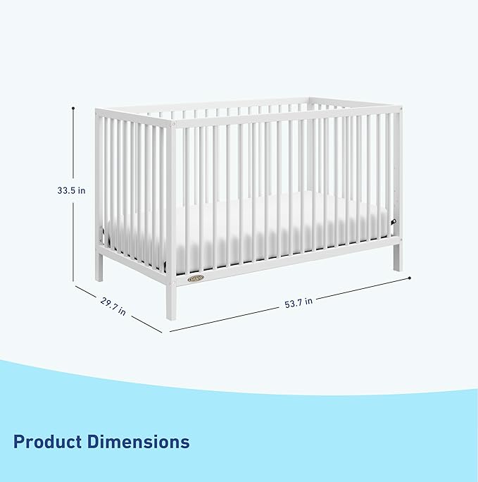 Graco Teddi 5-in-1 Convertible Crib (White) – GREENGUARD Gold Certified, Converts to Daybed, Toddler & Twin Bed with Headboard and Footboard, Adjustable Mattress Height