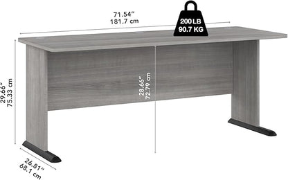 Bush Business Furniture Studio A 72W Computer Desk in Platinum Gray, 6 Foot Gaming and Work Table for Home or Professional Office