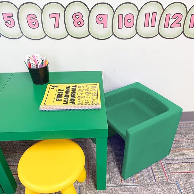 Children's Factory 3-in-1 Cube Chair for Kids, Flexible Seating Classroom Furniture, 1-Pack, Green
