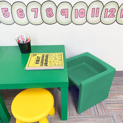 Children's Factory 3-in-1 Cube Chair for Kids, Flexible Seating Classroom Furniture, 1-Pack, Green