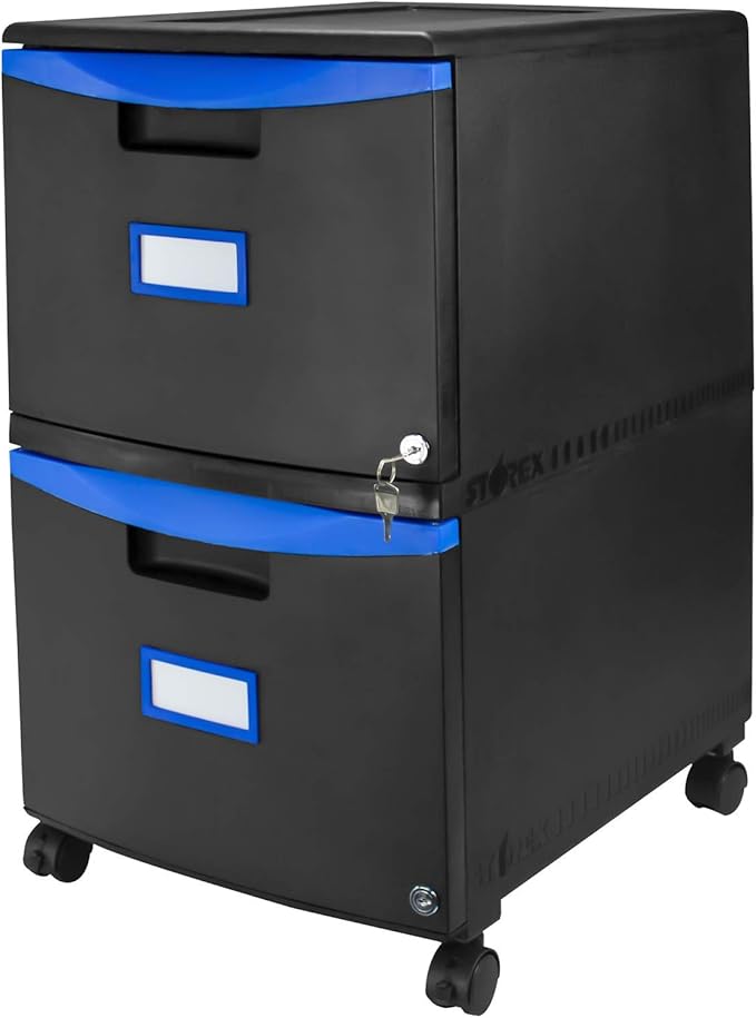 Storex 61314A01C File Cabinet, 1-Pack, Black/Blue