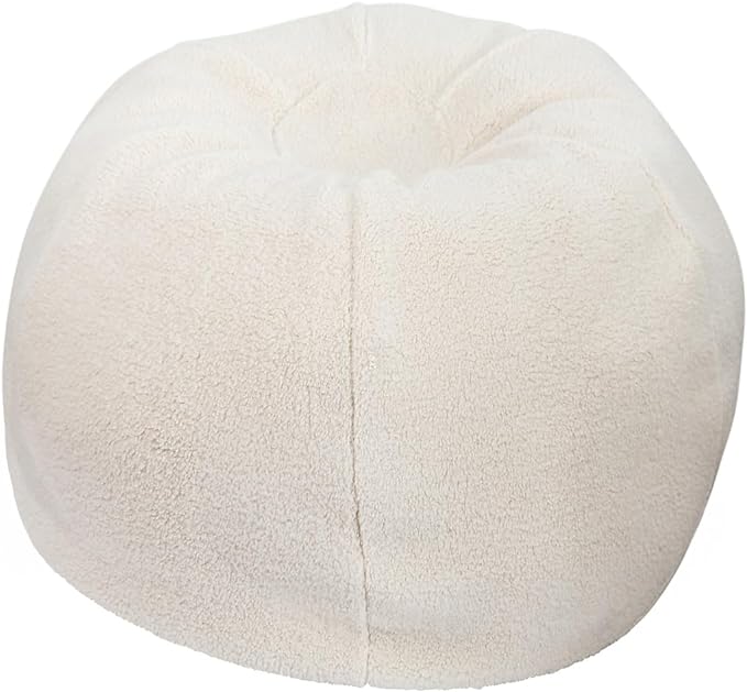 Flash Furniture Dillon Sherpa Bean Bag Chair, Classic Refillable Bean Bag Chair for Kids and Teens, Small, Natural