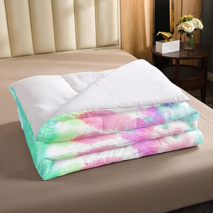 Erosebridal Kids Tie Dye Comforter Set, Bohemian Psychedelic Duvet Sets King Size for Girls Boys Teens Women Bedroom, Boho Gypsy Spiral Bedding Set Watercolor Trippy Duvet Insert, Pink Teal Blue