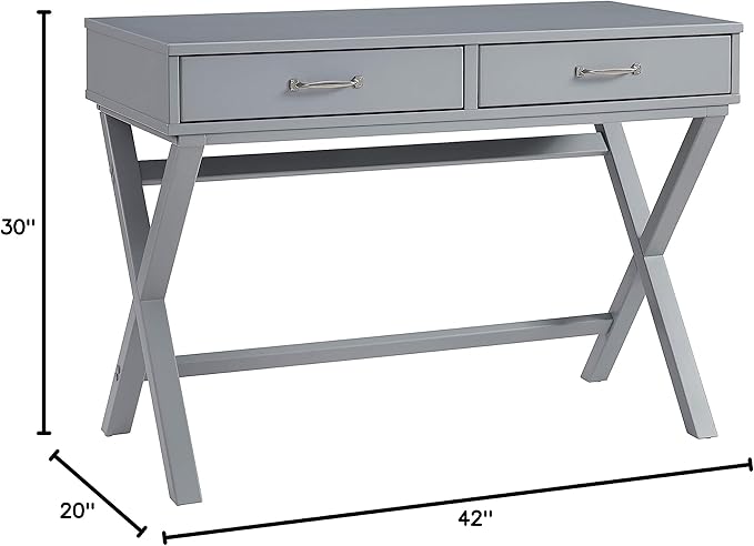 Linon Grey Campaign Style Sawyer Desk