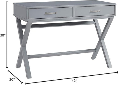Linon Grey Campaign Style Sawyer Desk