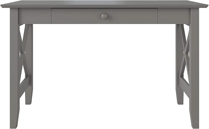 AFI 48" Solid Wood Writing Desk - Sturdy X Design - Home Office Desk with Drawer - Laptop Computer Work Study Table Grey