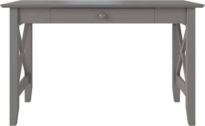 AFI 48" Solid Wood Writing Desk - Sturdy X Design - Home Office Desk with Drawer - Laptop Computer Work Study Table Grey