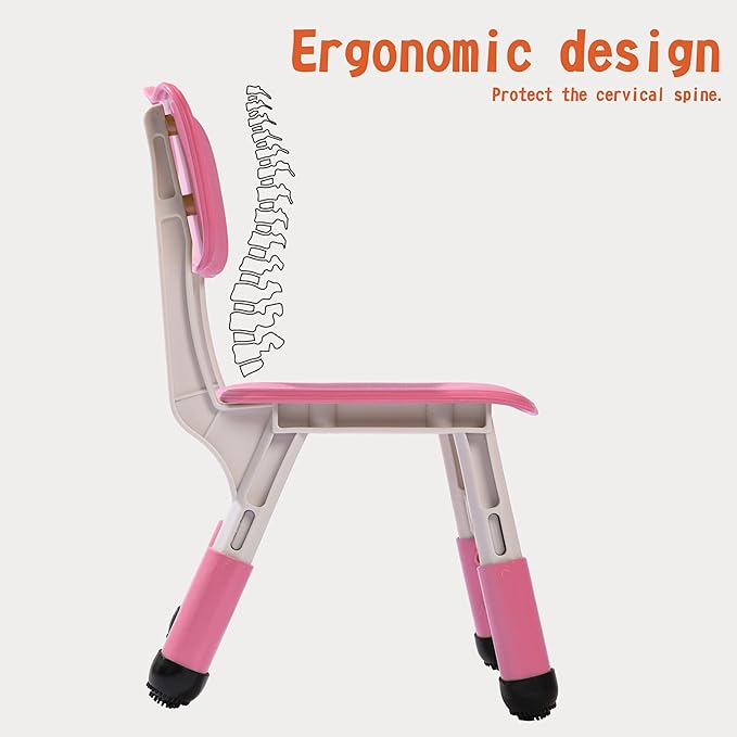Kids' Desk Chairs Adjustable Height is Suitable for Children's Chairs Used in Families, Schools and Day-Care Between 2-10 Years Old The Max Bearing Capacity is 220LB(6PCS-Beige)