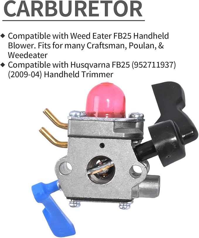 C1U-W46 Carburetor Kit Replacement for Husqvarna FB25 Handheld Blower For Weedeater FB25 FB-25 Blower for Zama C1U-W51B Carb