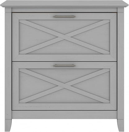Bush Furniture Key West 2 Drawer Lateral File Cabinet in Cape Cod Gray | Document Storage for Home Office | Accent Chest with Drawers