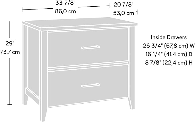 Sauder Summit Station 2-Drawer Lateral File Cabinet, L: 33.86" x W: 20.87" x H: 29.02", Glacier Oak