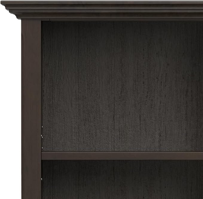 SIMPLIHOME Amherst SOLID WOOD Transitional 5 Shelf Bookcase for The Living, Study Room and Office, 24 inch, Hickory Brown
