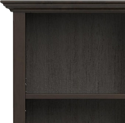 SIMPLIHOME Amherst SOLID WOOD Transitional 5 Shelf Bookcase for The Living, Study Room and Office, 24 inch, Hickory Brown