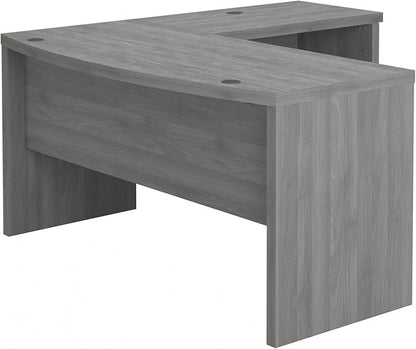 Bush Business Furniture Echo L Shape Desk with Wire Management | Corner Bow Front Table for Home Office with Quick-to-Assemble Hardware, 60W, Modern Gray