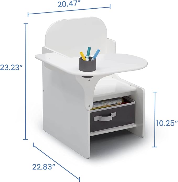 Delta Children MySize Chair Desk With Storage Bin, Bianca White