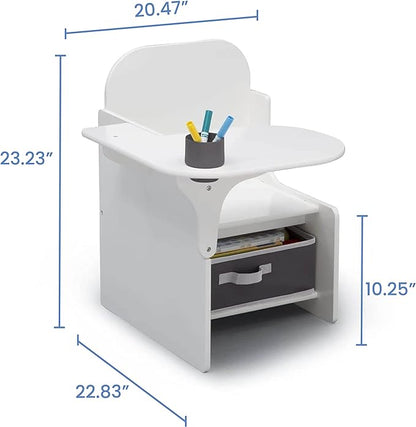 Delta Children MySize Chair Desk With Storage Bin, Bianca White