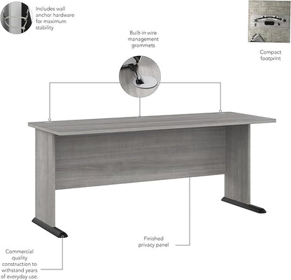 Bush Business Furniture Studio A 72W Computer Desk in Platinum Gray, 6 Foot Gaming and Work Table for Home or Professional Office