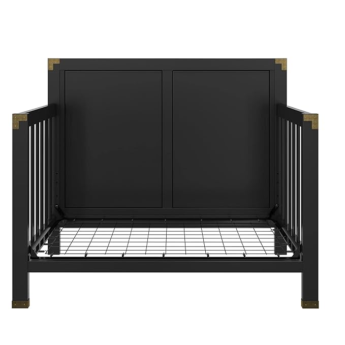 Baby Relax Miles 5-in-1 Convertible Crib, Solid Pine Wood, Black