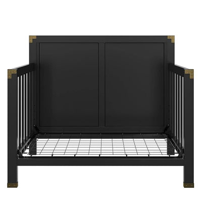 Baby Relax Miles 5-in-1 Convertible Crib, Solid Pine Wood, Black