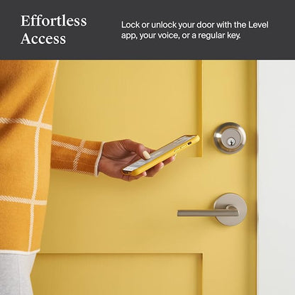 Level Lock Smart Lock - World's Smallest Smart Lock - Level App for iOS & Android - Works with Apple Home (Satin Nickel)