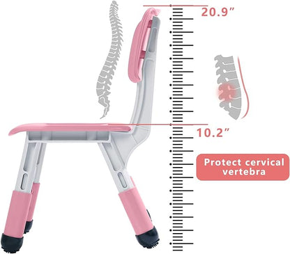 4 Piece Kids Chair Set 3 Levels Adjustable Stackable Kids Chairs Ideal for Playrooms, Schools, Daycares and Homes Washable and easy to clean Max weight 220LB(Pink 4Piece set)