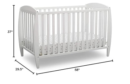 Delta Children Taylor 4-in-1 Convertible Baby Crib, Easy to Assemble, Sustainable New Zealand Wood, JPMA Certified, White