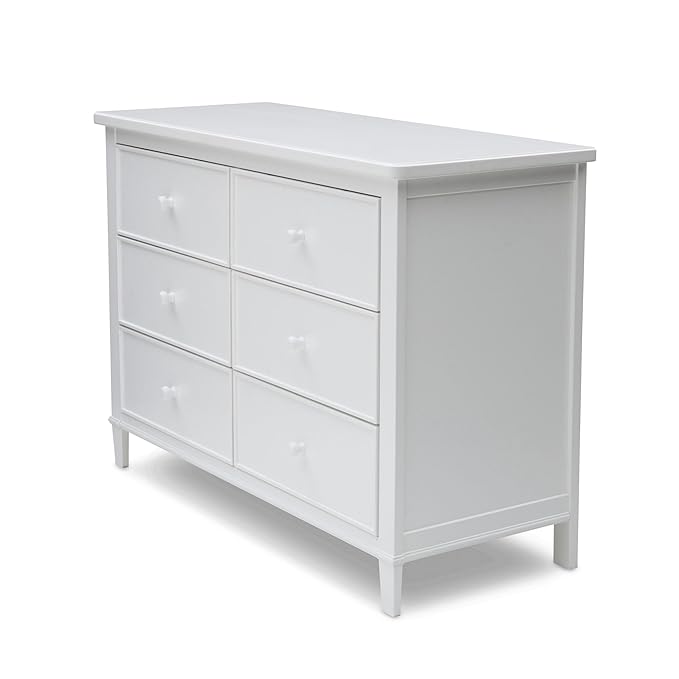 Delta Children Haven 6 Drawer Dresser, White + Perry 6-in-1 Convertible Crib - Greenguard Gold Certified, White (Bundle)