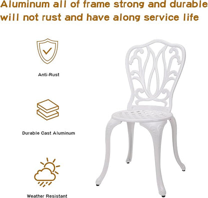 3-Piece Patio Bistro Furniture Set Cast-Aluminum Bistro Table Set for Lawn,Garden,Backyard