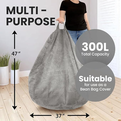 Bean Bag Chair Cover (No Filler) | Bird's Nest Shape | Adult Size | Microsuede | Stuffed Animal Storage for Kids Or Memory Foam| Double Stitched | Durable Zipper | Soft Premium