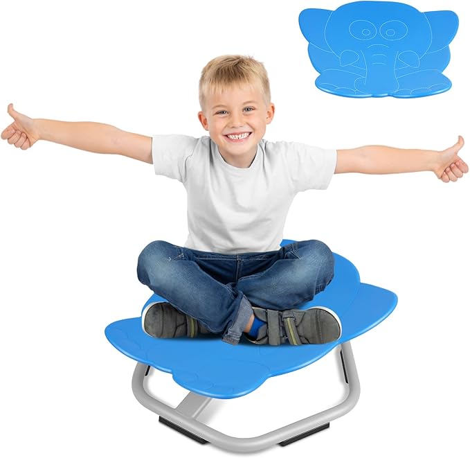 Elephant Kids Swivel Chair, Seat and Spinning Chair, Body Coordination Training Chair, Dark Blue Non Slip Sensory Toys 360° Spinning Chair for Autistic Kids Aged 3+, Improving Kid's Physical Fitness