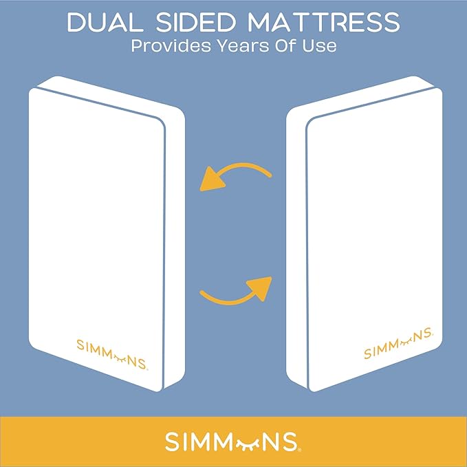 Delta Children Brooks 6-in-1 Convertible Crib, Bianca White + Simmons Kids Quiet Nights Breathable Crib Mattress with Removable/Machine Washable Cover (Bundle)