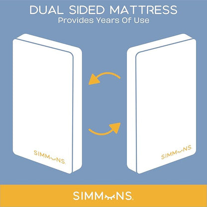 Delta Children Brooks 6-in-1 Convertible Crib, Bianca White + Simmons Kids Quiet Nights Breathable Crib Mattress with Removable/Machine Washable Cover (Bundle)