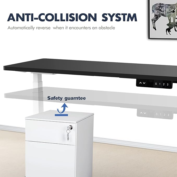 AIMEZ0 Dual Motor Sit Stand Desk Adjustable Electric Standing Desk Frame with LCD Touch Screen Adjustable Height 27.4-45.6 inches for Home & Office Table (Frame Only) White