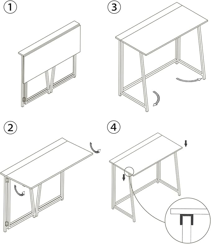 4NM 31.5" Folding Desk, Simple Assembly Computer Desk Study Writing Table for Small Space Offices/Home - Natural and White
