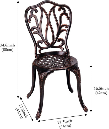 3 Piece Bistro Set,Outdoor Patio Set,Anti-Rust Cast Aluminum Bistro Table Set for Park Yard Front Porch Furniture(New Brown)…