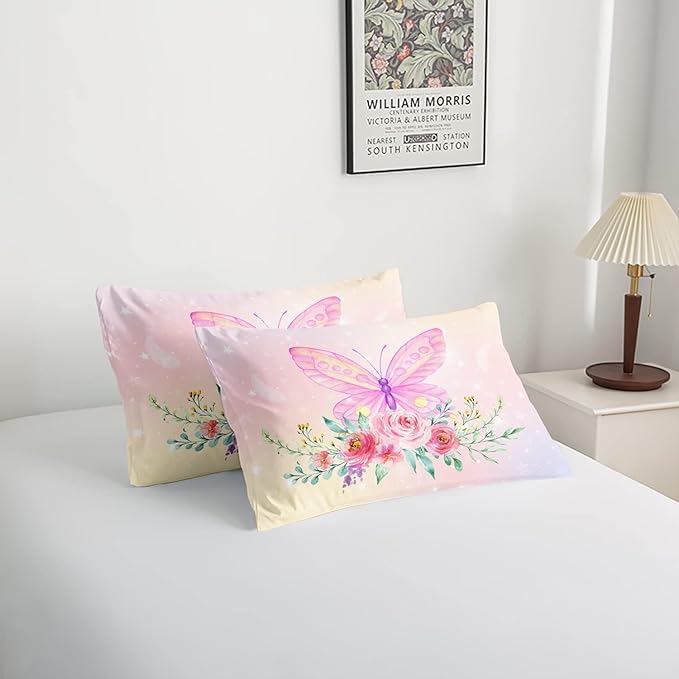 CVHOUSE Butterfly Comforter Sets King for Girls Women,Butterfly Bedding Sets King Set,Butterflies Bedspread,Butterfly Duvet,Butterfly Bed Set,Butterflies Quilt Set 3 Pcs 1 Comforter and 2 Pillowcases