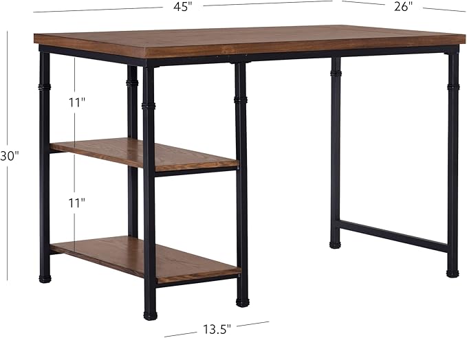 Linon Rhett Two Shelf Desk, Black