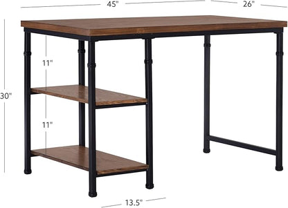 Linon Rhett Two Shelf Desk, Black