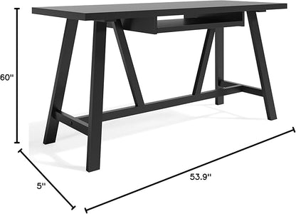 SIMPLIHOME Dylan SOLID WOOD Modern Industrial 60 inch Wide Home Office Desk, Writing Table, Workstation, Study Table Furniture in Black