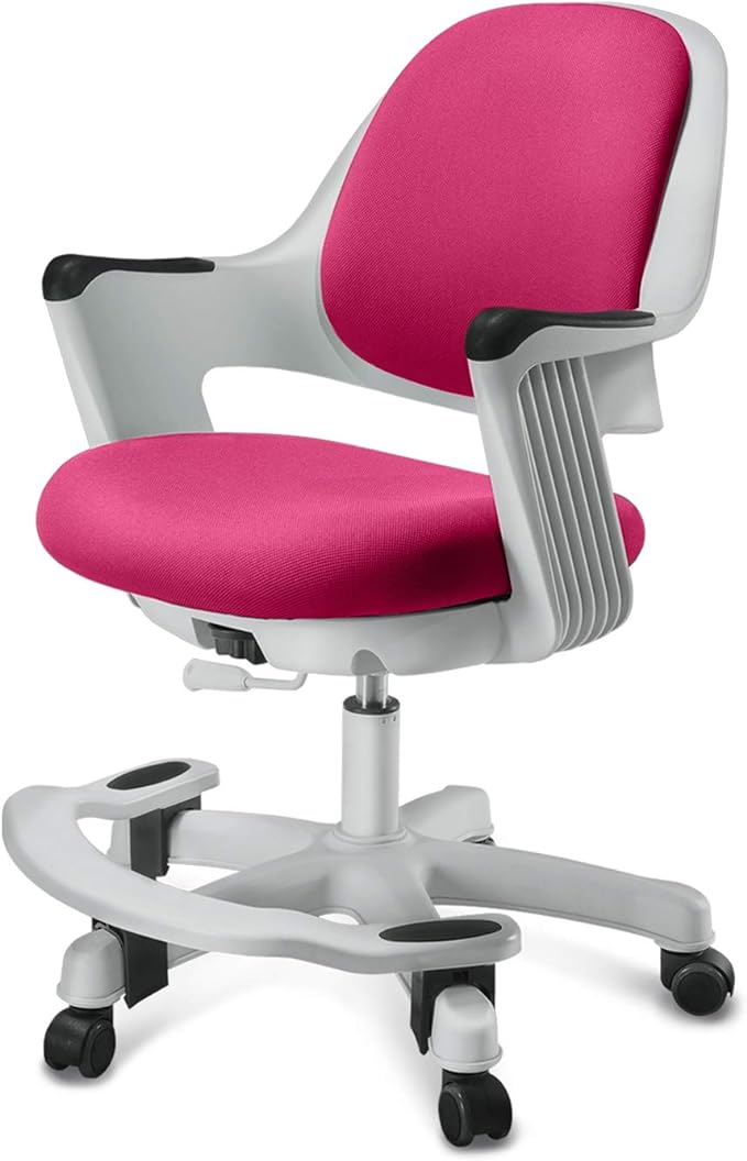 Kids Desk Chair: Ergonomic Kids Computer Chair | Adjustable Kids Office Chair with Wheels & Arms | Study Chair for Girls and Boys - Kids Chair Desk with Wheel Covers (Rosie Pink)