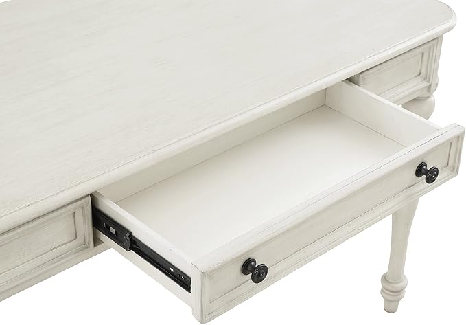 OSP Home Furnishings Country Meadows 48 Inch Writing Desk with Drawer, Antique White