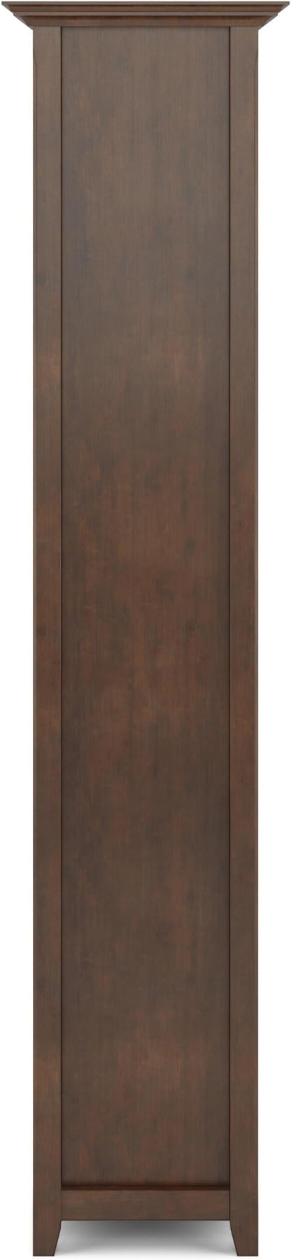 SIMPLIHOME Amherst SOLID WOOD 30 Inch Transitional 5 Shelf Bookcase in Russet Brown, For the Living Room, Study Room and Office