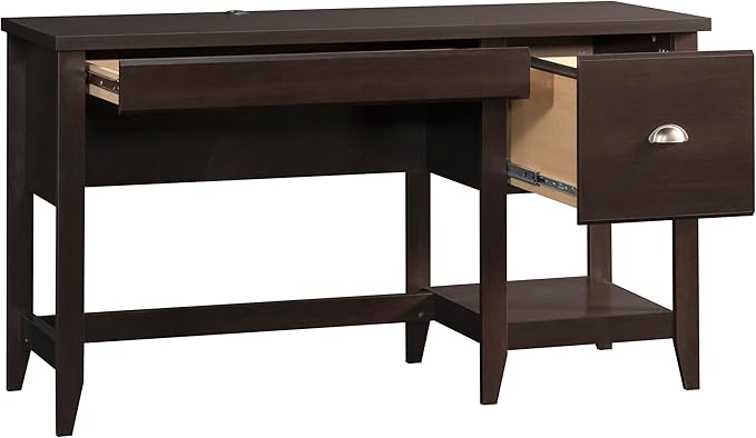 Sauder Summit Station Single Pedestal Desk, L: 52.09" x W: 19.29" x H: 29.02", Cinnamon Cherry Finish