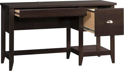Sauder Summit Station Single Pedestal Desk, L: 52.09" x W: 19.29" x H: 29.02", Cinnamon Cherry Finish