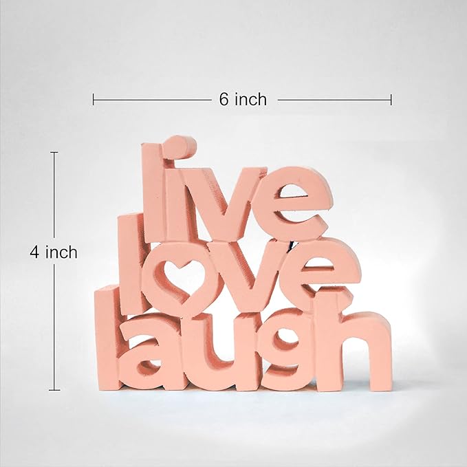 Live Love Laugh Pink Showpiece Home Decor Items for Bedroom Living Room Decoration Items for Center Table Décor Book Shelf Decor Birthday Gift Items (6.5 x 5.60 Inch)