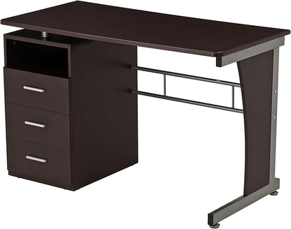Techni Mobili Drawers Computer Desk, 48" W x 23" D x 30" H, Chocolate
