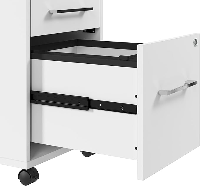 Bush Business Furniture Hustle 3 Drawer Rolling File Cabinet in White, Mobile Document Storage for Home and Professional Office
