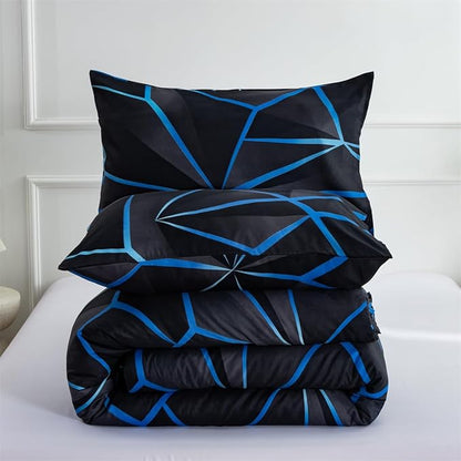 NTBED 3D Geometric Comforter Set for Boys Kids, Irregular Diamond Pattern Lightweight Microfiber Bedding Sets All Season (Dark Blue, Twin)